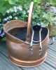 Antique Heavy Copper Helmet Shaped Coal Bucket/scuttle & Brass Claw Tongs Fireplaces & Mantels photo 1