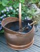 Antique Heavy Copper Helmet Shaped Coal Bucket/scuttle & Brass Claw Tongs Fireplaces & Mantels photo 2