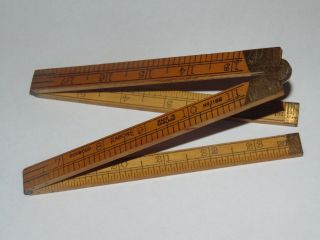 Vintage Boxwood & Brass Rabone No 1166 Folding Scale Ruler Rule In Good Order photo