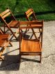 8 Vintage Mid Century Modern Wood Slatted Folding Chairs Made In Romania 1900-1950 photo 2