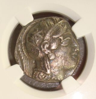 440 - 404 Bc Attica,  Athens Athena Owl Ancient Greek Silver Tetradrachm Ngc Ch Vf photo