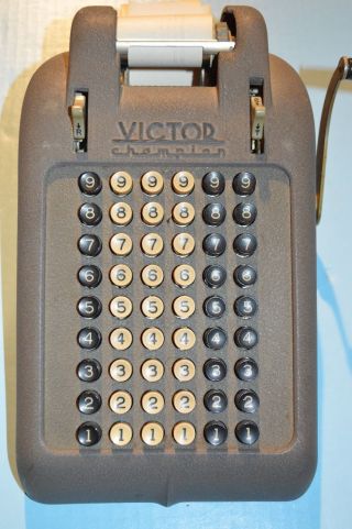 Antique Vintage 6 Row Victor Adding Machine Champion 54 Key 1940 - 50 ' S photo