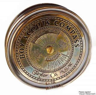 Brass - Antique - Compass - Boy - Scouts - Compass - With - Fifty Years Calendar photo