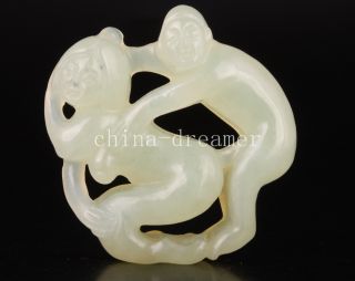 Love Action Natural Jade High - End Collectibles Pendant Statue Vintage Oriental O photo