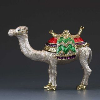 Chinese Collectable Cloisonne Inlaid Rhinestone Handwork Camel Statue G375 photo