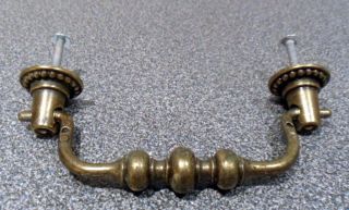Old Vintage Brass Drawer Handles With Fittings - Swan Neck photo