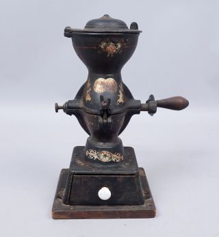 Antique 19c Enterprise Stenciled Cast Iron Crank Coffee Grinder photo