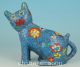 Rare Chinese Old Cloisonne Handmade Carved Cat Statue Figure Ornament Other Antique Chinese Statues photo 2