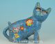 Rare Chinese Old Cloisonne Handmade Carved Cat Statue Figure Ornament Other Antique Chinese Statues photo 5