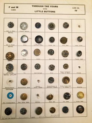 Awesome Card Of 37 Antique And Vintage Metal Buttons photo