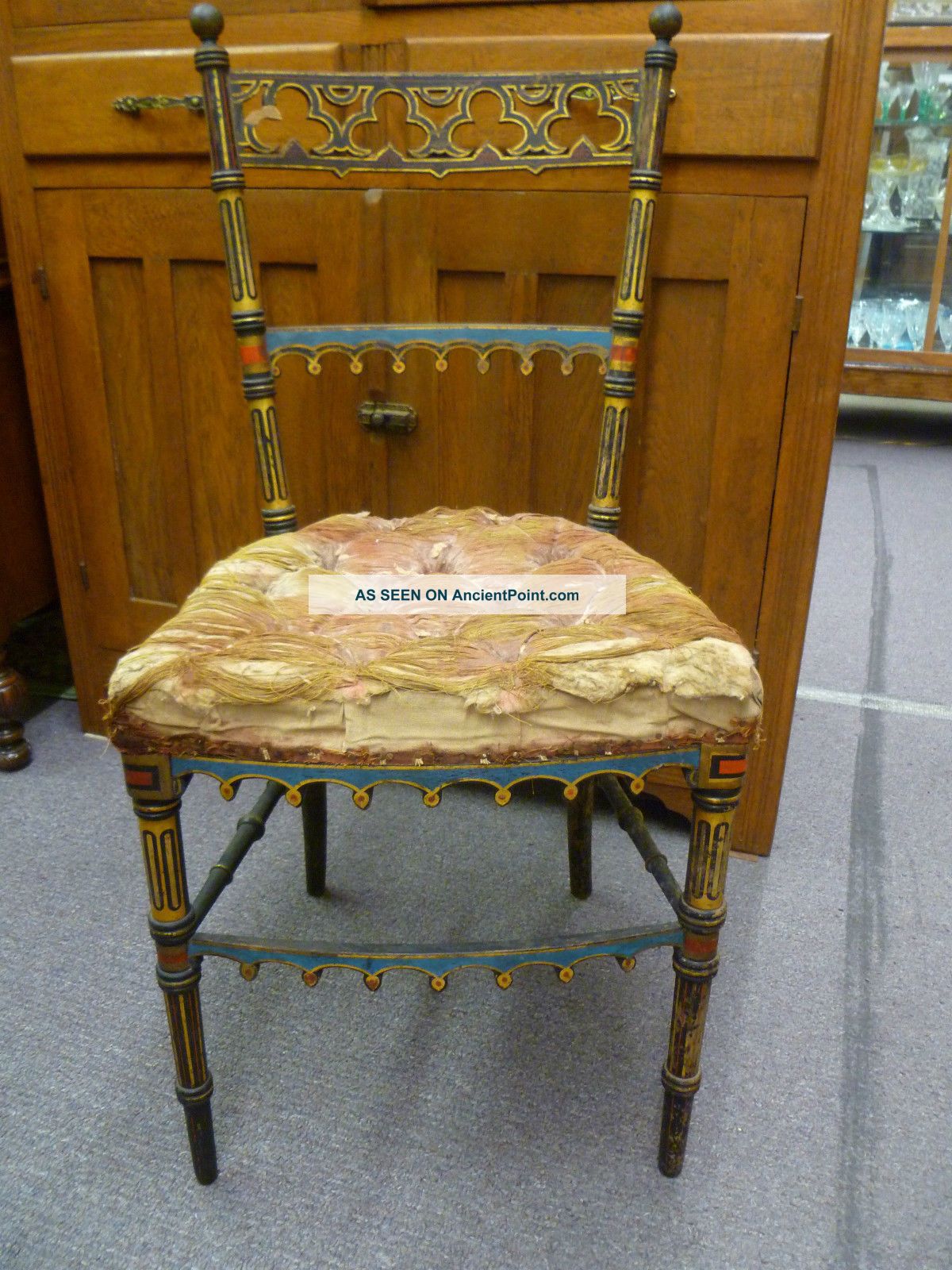 Antique Victorian Aesthetic Movement Orig Painted Side Chair Period Circa 1875 1800-1899 photo
