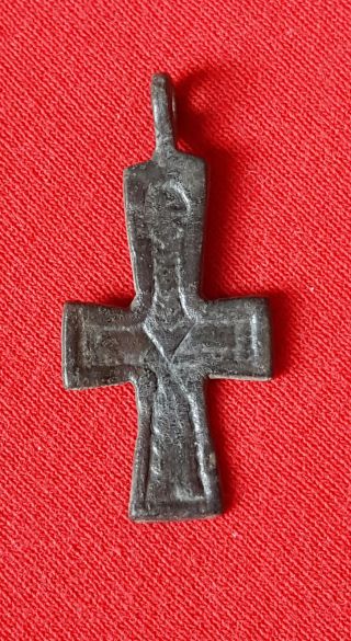 P2: Choice Byzantine Bronze Crucifix Cross Pendant photo