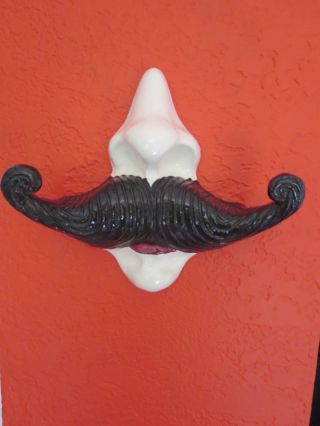 Antique Ceramic Mustache Wall Hat Hook Or Double Coat Hook photo