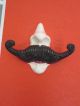 Antique Ceramic Mustache Wall Hat Hook Or Double Coat Hook Hooks & Brackets photo 1