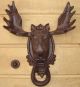 Cast Iron Moose/elk Head&antlers Door Knocker Rustic House&home Front Door Decor Door Bells & Knockers photo 1