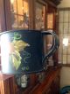 Toleware Tole Black Tin Cup Hand Painted Strawberry Artist Initials Mo Toleware photo 2