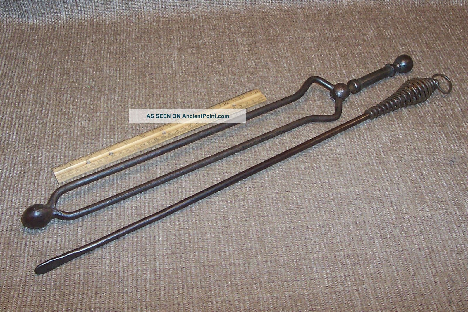 Old Fireplace Ember Tongs & Poker Primitive Antique Wood Stove Hearth Tools Hearth Ware photo