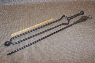 Old Fireplace Ember Tongs & Poker Primitive Antique Wood Stove Hearth Tools photo