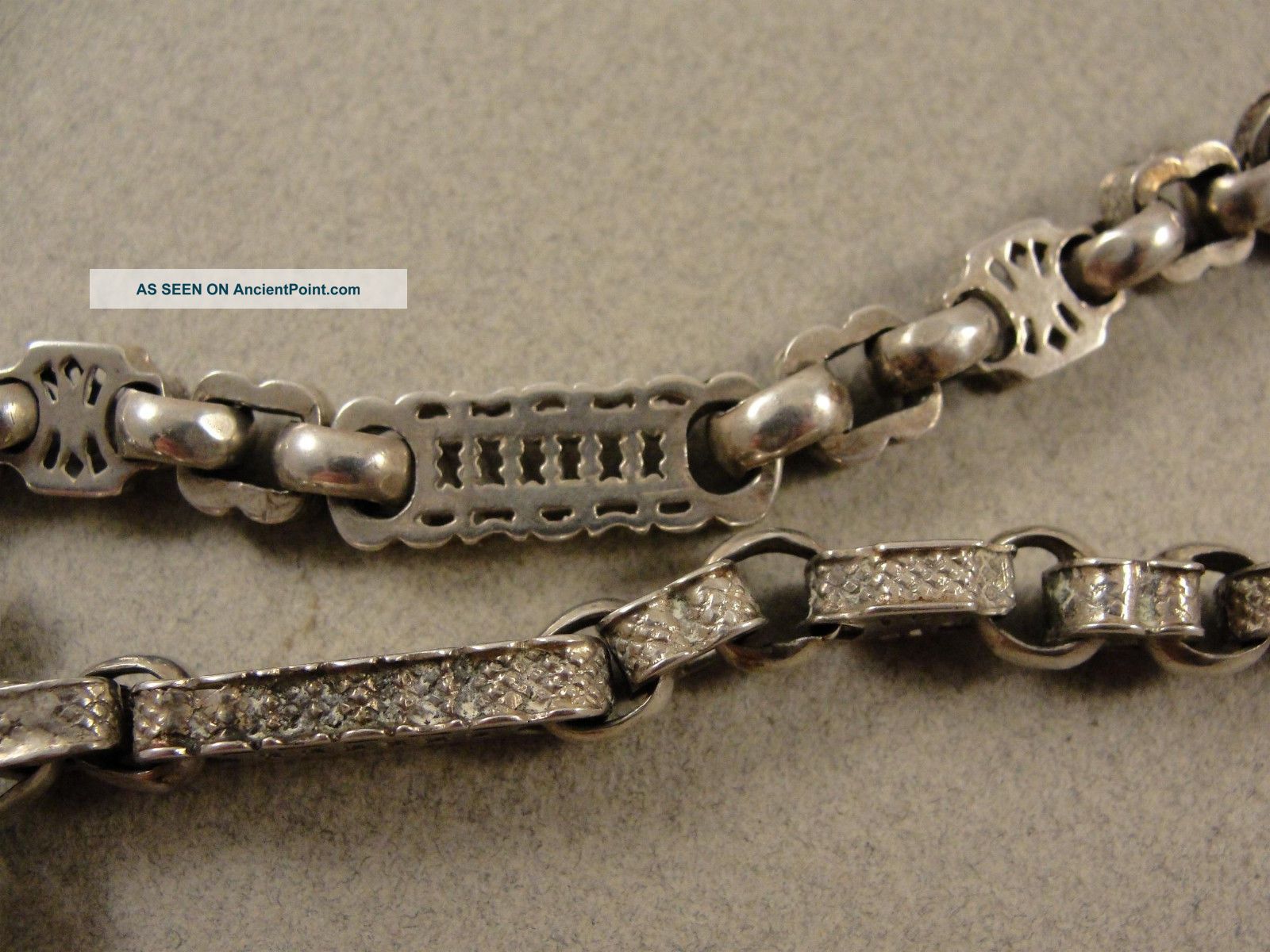 Good Victorian Silver Long Link Albert Watch Chain.  C1890 Pocket Watches/Chains/Fobs photo