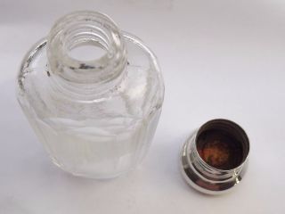 Fine Antique Hm Solid Silver Sterling Lid Glass Scent Perfume Bottle London 1917 photo