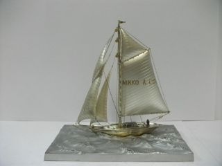 The Sailboat Of Silver970 Of Japan.  140g/ 4.  93oz.  A Japanese Antique. photo