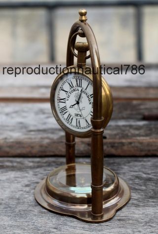 Marine Anchor Brass Victoria Clock With Compass Collectible Decor Gift photo