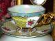 Japan 3 Footed Yellow Sage Iridescent Pink Roses Tea Cup And Saucer Cups & Saucers photo 1
