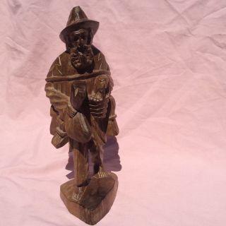 Rare Vintage Folk Art Hand Carved Wood Mountain Man Rip Van Winkle 11 1/2 