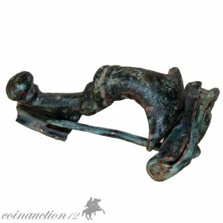 Circa 200 Ad Stunning Roman Bronze Trumpet Fibula Brooch photo