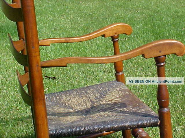 Early Delaware River Valley 5 Wavy Waved Slat Ladder Back Chair Early American Pre-1800 photo