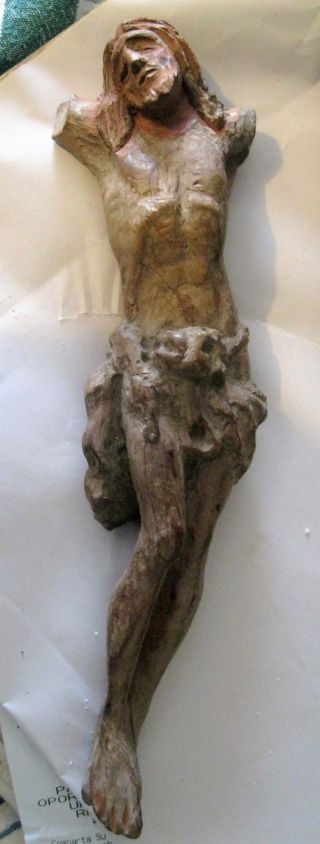 Antique Carved Wood Santo Body Of Jesus Great Detail In The Carving photo