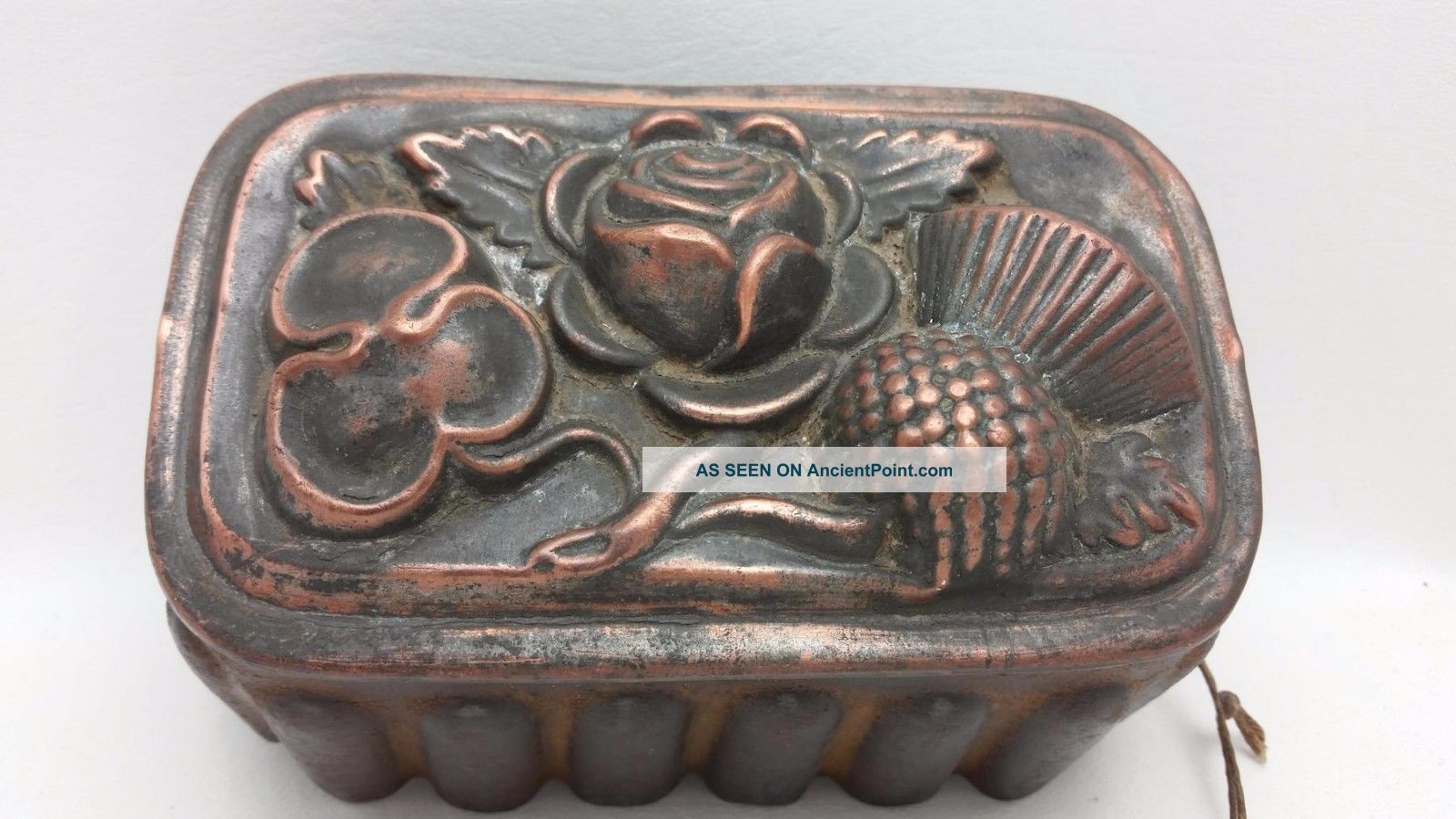 Antique Victorian Copper Jelly Aspic Mold Mould Scottish Thistle Rose Shamrock Metalware photo