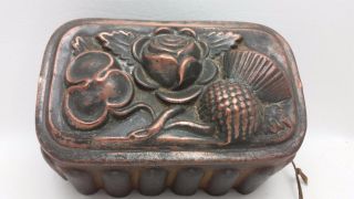Antique Victorian Copper Jelly Aspic Mold Mould Scottish Thistle Rose Shamrock photo