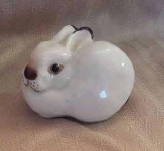 Vintage Soviet Porcelain Bunny Rabbit Figurine Ussr Lomonosov White Hare Small photo