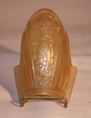 Art Deco Antique Wall Sconce Says Lincoln 10560 1 Amber Shade photo