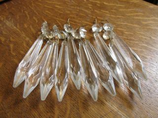 Ten Vintage Crystal Cut Glass Chandelier Drops,  Perfect For Christmas Crafts Etc photo