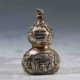 Chinese Collectible Tibet Silver Hand Carved Gourd Satues G824 photo