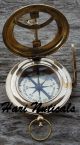 Brass Compass Sun Clock Vintage Push Button Marine Maritime Sundial Nautical Compasses photo 4