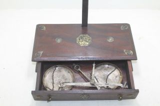 1900s Antique Goldsmith Jewelry Weight Balance Brass Scale For 8 Oz Wd Box 009 photo