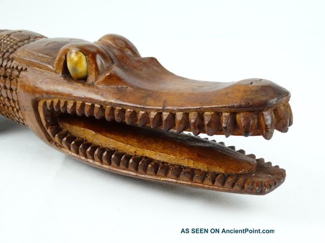 Vintage Hand Carved Crocodile Figure Sepik River Papua Guinea C1970s Pacific Islands & Oceania photo