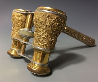 Antique Dore Bronze Gold Repousse Opera Glasses Binoculars Colmont Paris French photo