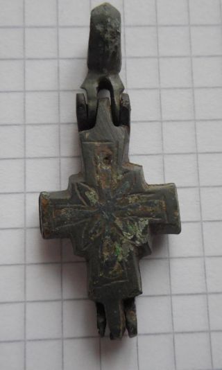 Viking Period Bronze Cross Encolpion 900 - 1300 Ad Vf, photo