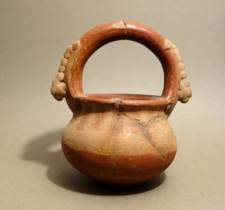 Ancient Pre - Columbian Pottery Bowl Vessel W Handle Costa Rica,  Ca 400 To 800 Ce photo