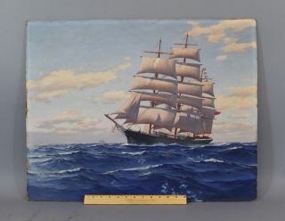 Vintage Charles Rosner Seascape Oil Painting,  British Clipper Ship Tigris,  Nr photo