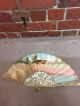 Victorian Antique Hand Painted Gold Leaf Carved Mother Of Pearl Folding Fan Other Antique Decorative Arts photo 3