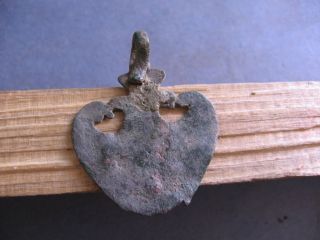 Heart Shaped Amulet Ancient Celtic Silvered Bronze Druids Pendant 600 - 400 Bc photo