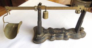 1880 Patent Howe 1,  000 Grains Brass & Cast Iron Balance Beam Scale. photo