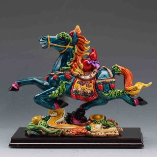 Chinese Cloisonne Porcelain Hand - Painted Fine Horse Statue G643 photo