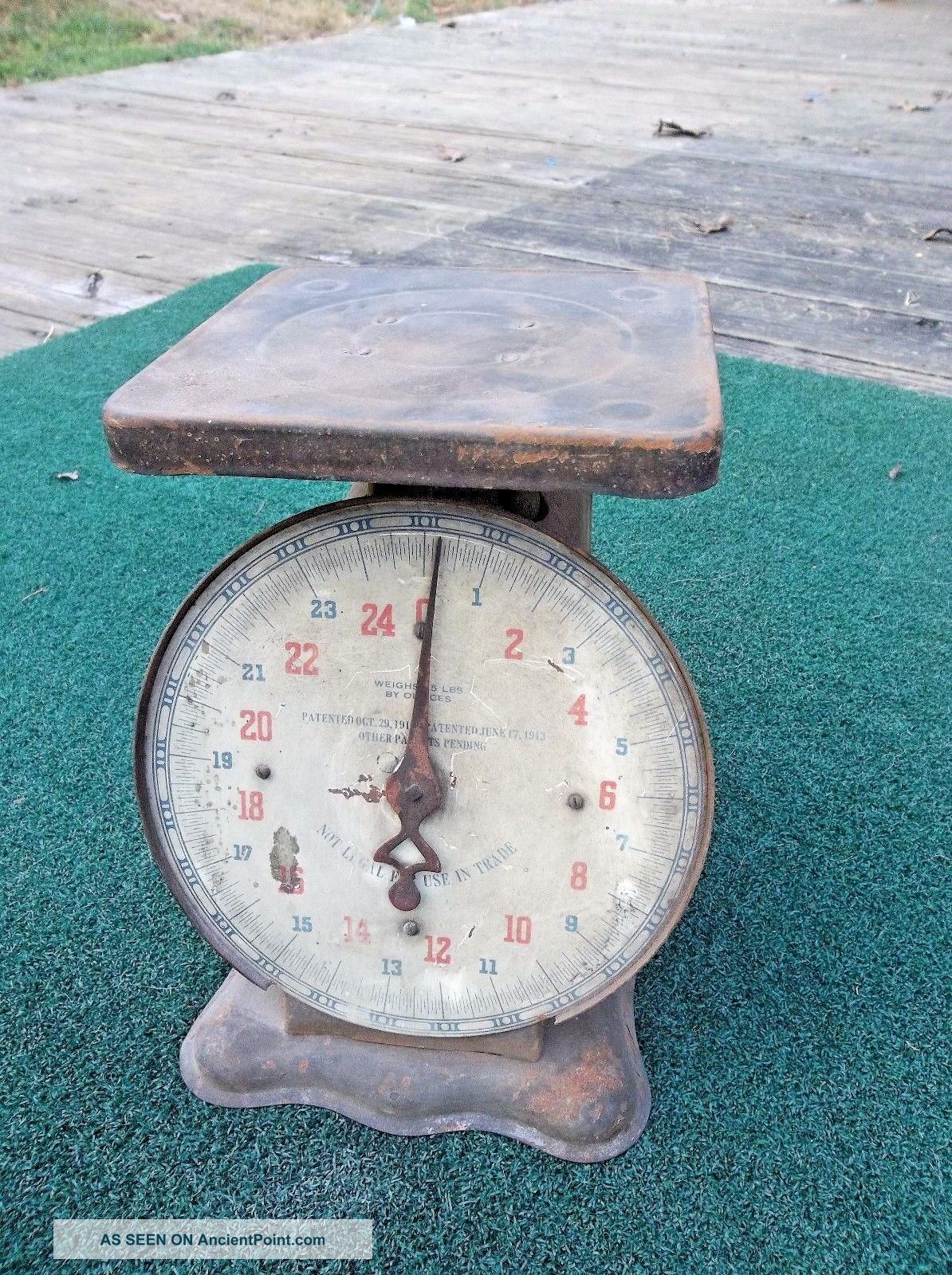 Antique American Family Scale Kitchen Scale 25 Lb.  Scale/zero Knob 1913 Scales photo