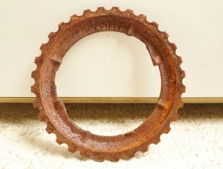 Antique Vintage Cast Iron Jd Industrial H3102b Farm Planter Plate Gear photo